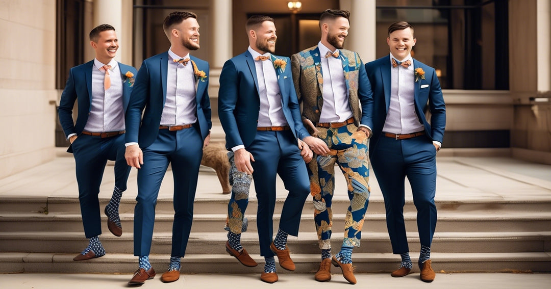 Stylish Groomsmen Socks Trends | Bold Patterns | Colourful Accents | Novelty Designs | Monogrammed Pairs | Luxe Fabric Choices