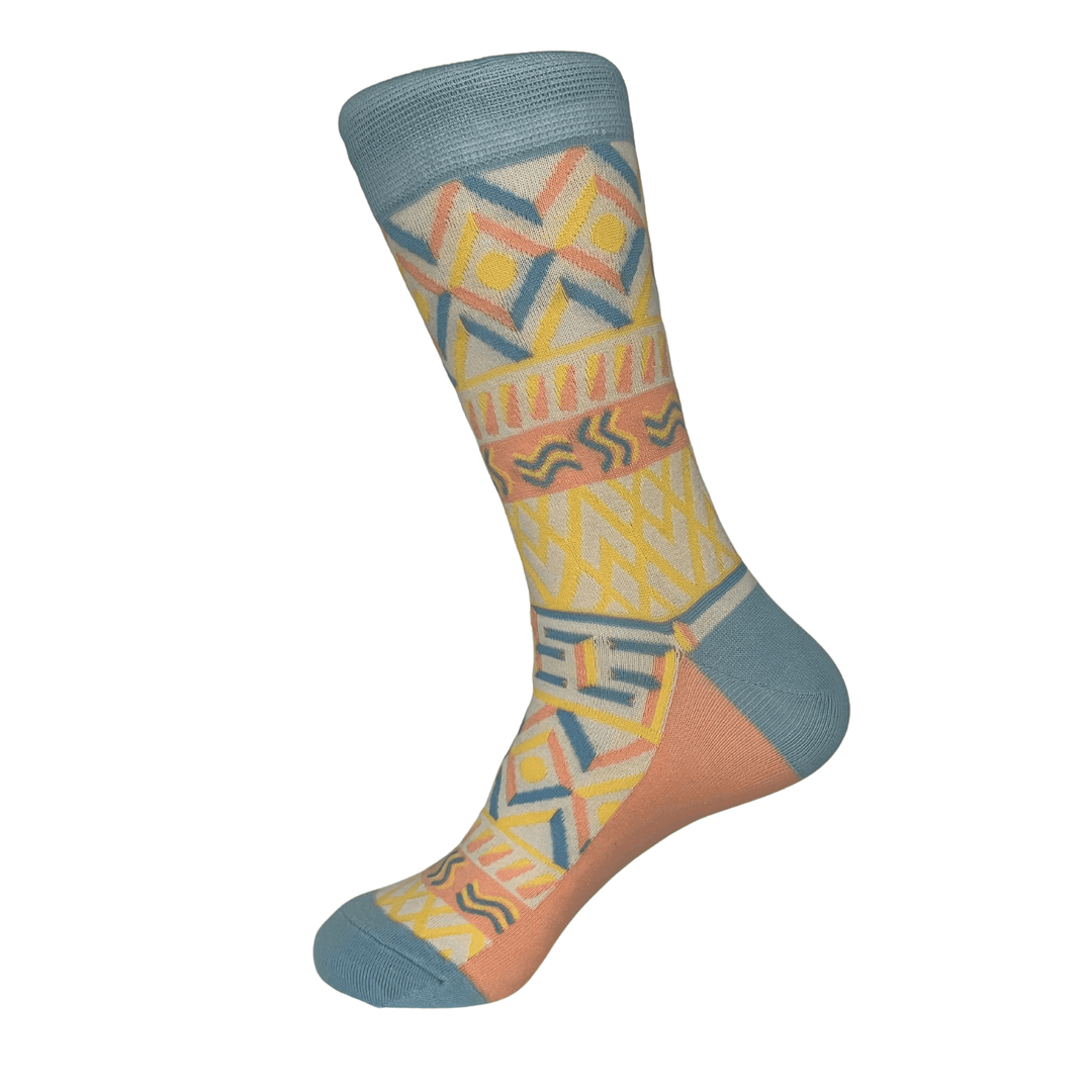 Blue Light Coral Tribal Pattern Socks