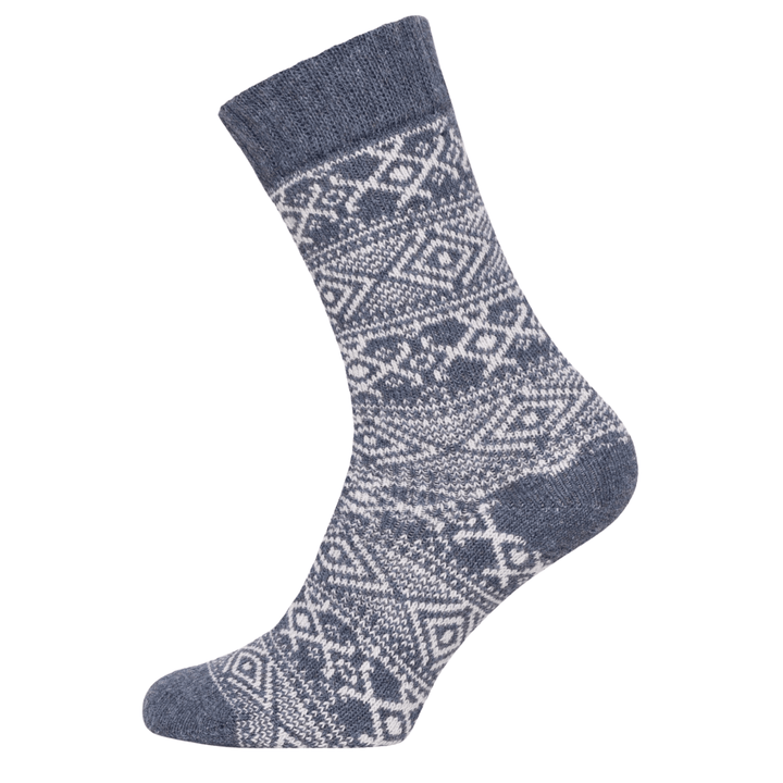 Norwegian Wool Socks | Navy and White Socks | Nordic Pattern Socks | Sustainable Winter Socks