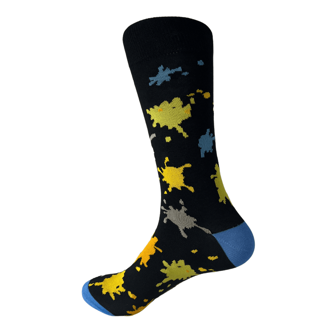 Dark paintball socks | Elegant socks | Playful design socks | Paint splatter socks | Vibrant design socks | High-quality socks UK | Elegant sock gift set | Sophisticated socks for men