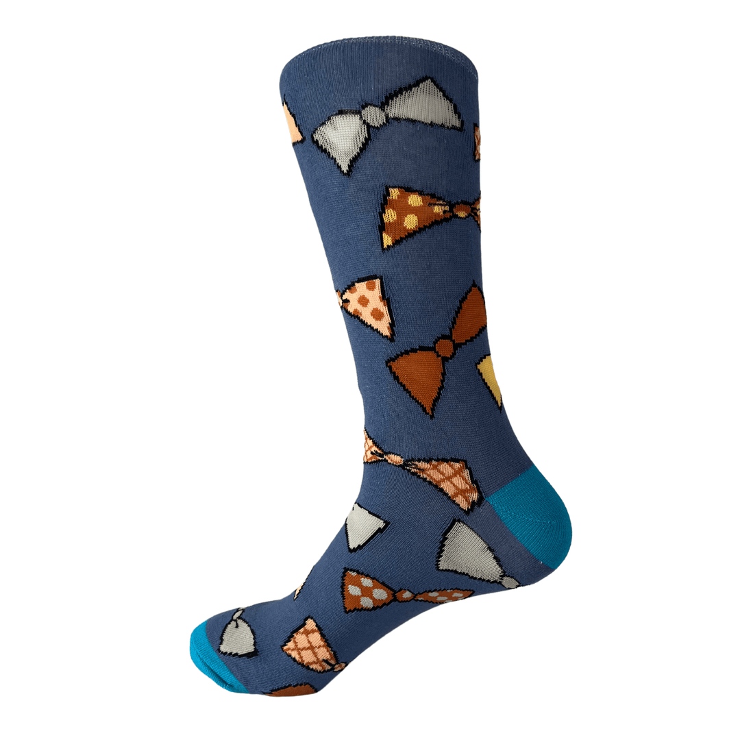 Blue Bow Tie Socks | Elegant Socks | Unisex Socks | Fashion Socks | Comfortable Socks | High-Quality Socks | Formal Socks | Casual Socks