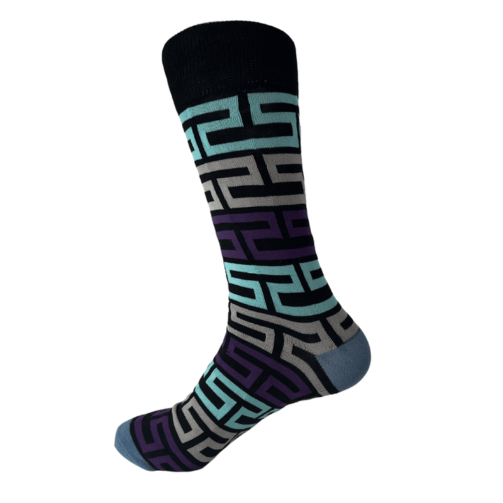 azure labyrinth socks | Sock Geeks | stylish socks | high-quality cotton socks | 200-needle count socks | comfortable socks | durable socks