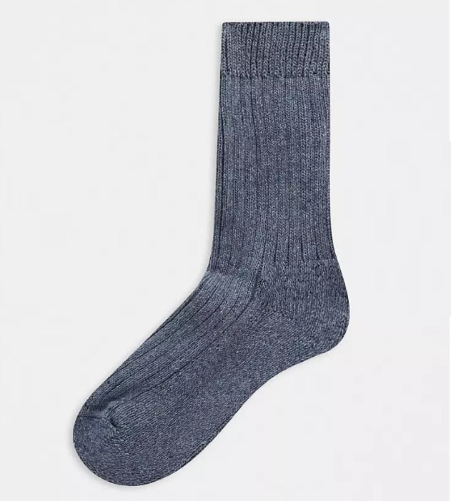 GIFT BOX 2 PACK WOOL BOOT SOCKS IN NAVY & GREY