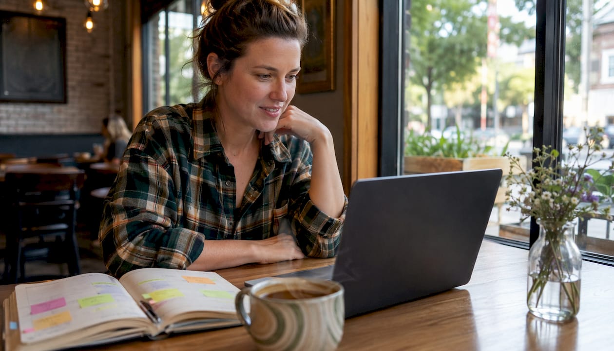 Woman browsing UK sock retailers online