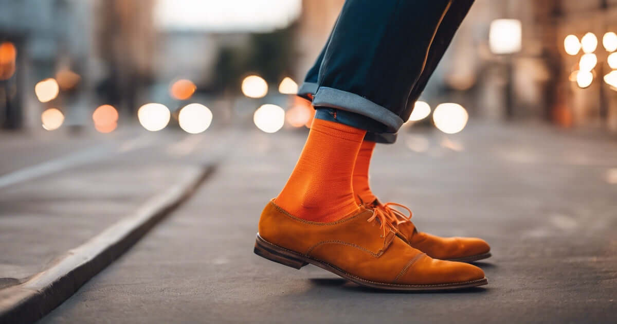  orange socks style tips | men's fashion orange socks | creative sock pairing ideas | seasonal orange socks styling | maintaining bright orange socks | matching orange socks with outfits | bold sock colour combinations