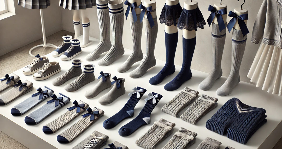 Grey Knee-High Socks | Navy Blue Ankle Socks | Grey Marl Crew Socks | Navy School Socks | Cable Knit Grey Knee Socks | Comfort and Style | Durable Materials