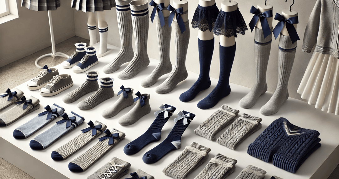 Grey Knee-High Socks | Navy Blue Ankle Socks | Grey Marl Crew Socks | Navy School Socks | Cable Knit Grey Knee Socks | Comfort and Style | Durable Materials