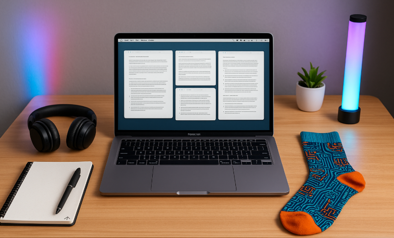 tech gifts for professionals | smart socks | compression socks for work | ergonomic desk setup | LED desk accessories