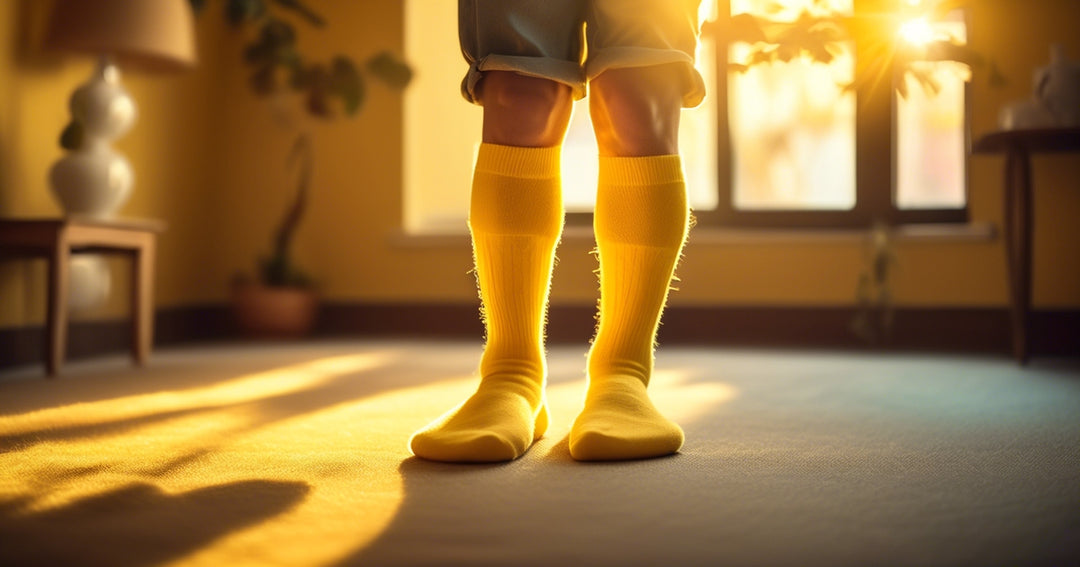 Yellow Confidence Socks| Vibrant style | Well-being | Emotional impact | Happiness boost | Styling tips | Psychological connection | Self-care | Joy | Optimism