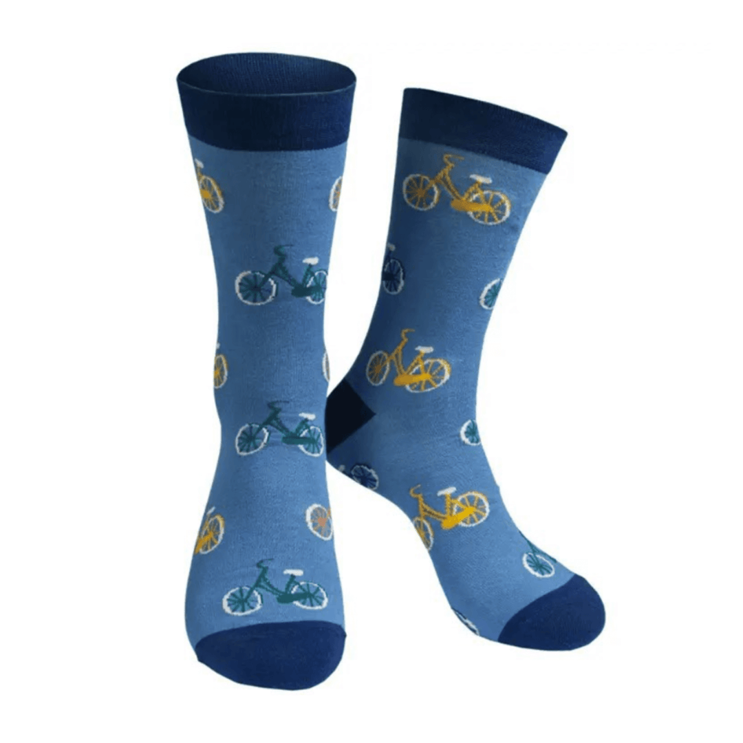 Men's Bamboo Cycling Socks | Size 7-11 | Blue & Yellow | Cyclists Sock Geeks