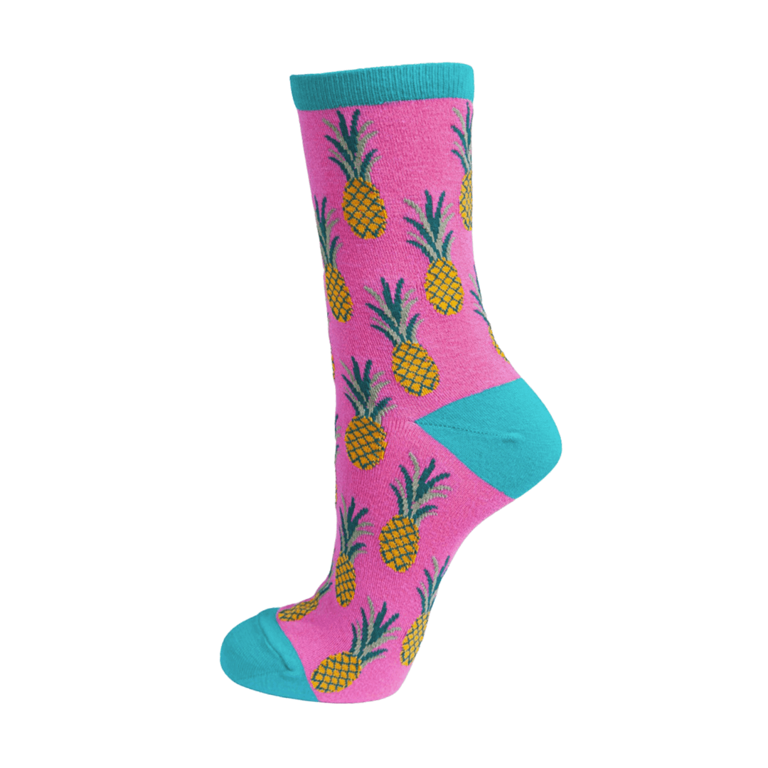 pink pineapple | bamboo socks | tropical socks | eco-friendly socks | sock snob  | ladies bold socks  | Swole Panda