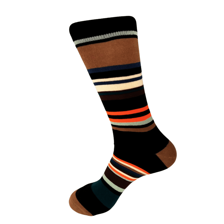 brown striped socks | autumn colour socks | cream and orange socks | earthy tone socks | limited edition cotton socks | stylish socks for men 