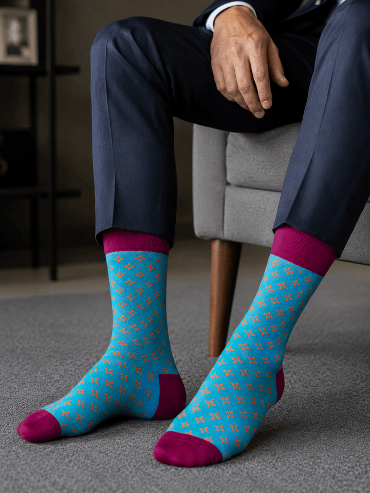 geometric socks | diamond pattern socks | men's geometric socks | teal dress socks | patterned dress socks 