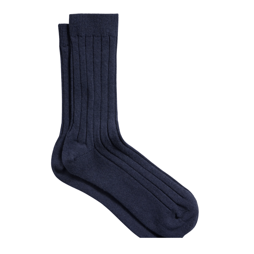 navy cashmere blend socks | men’s luxury winter socks | ribbed cashmere socks men | sock geeks