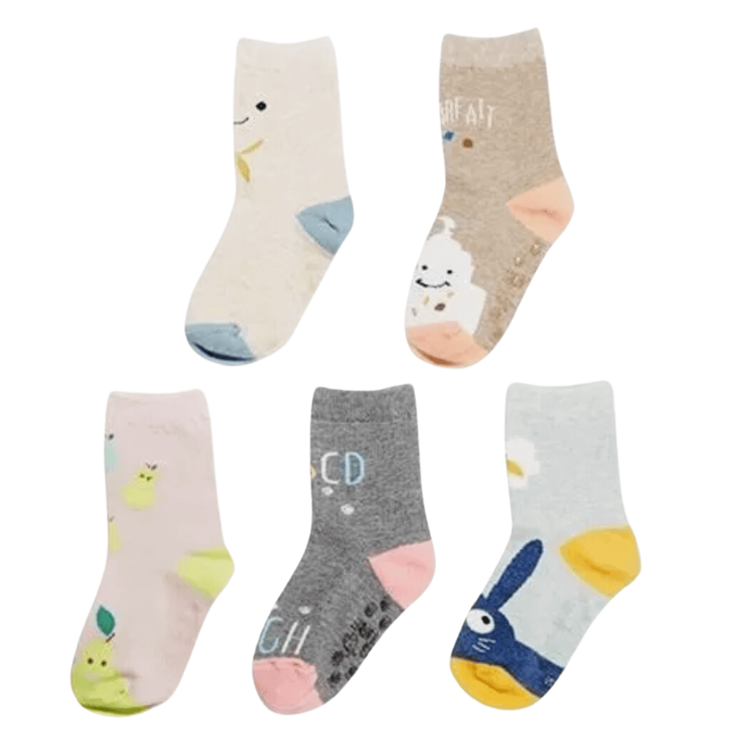 hand-linked toe socks | cozy baby socks | colorful infant socks | pear rabbit ice cream socks