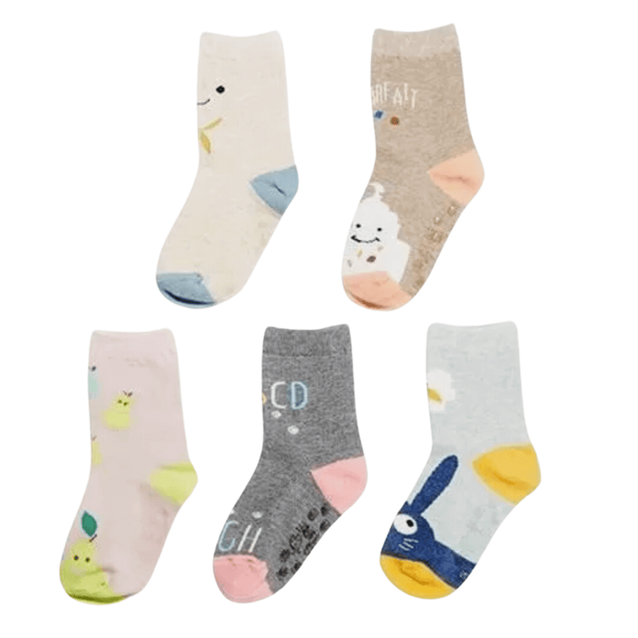 hand-linked toe socks | cozy baby socks | colorful infant socks | pear rabbit ice cream socks