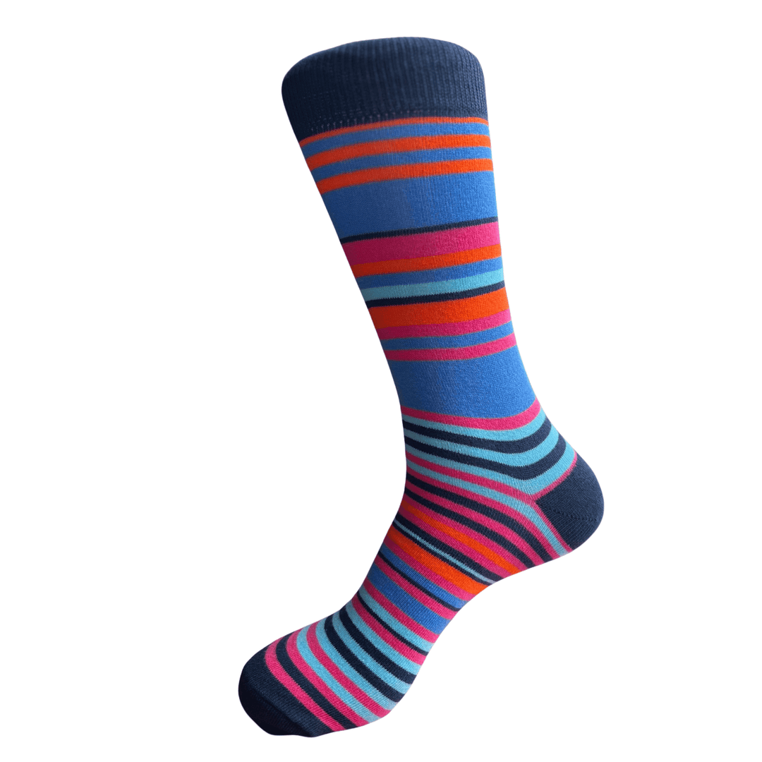strategic stripe socks | stripe socks UK | bold striped socks | cotton dress socks | colourful socks men