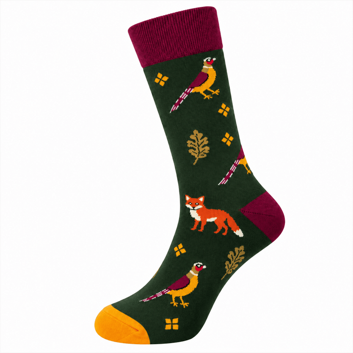 country cotton socks | British countryside socks | pheasant socks | fox socks 