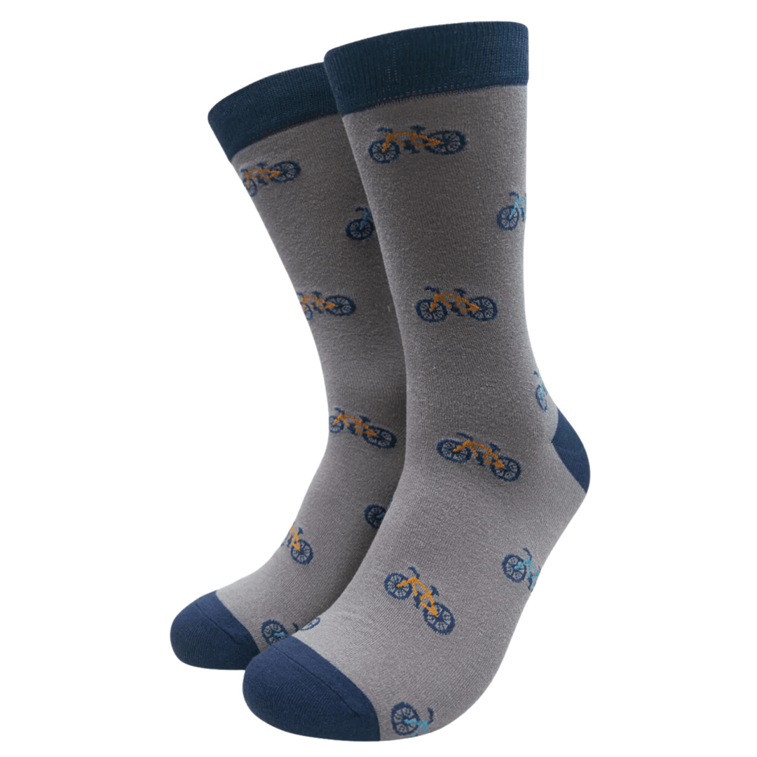 Men's Bamboo Cycling Socks | Size 7-11 | Comfortable | Breathable | Stylish | Mustard & Blue | Cyclists