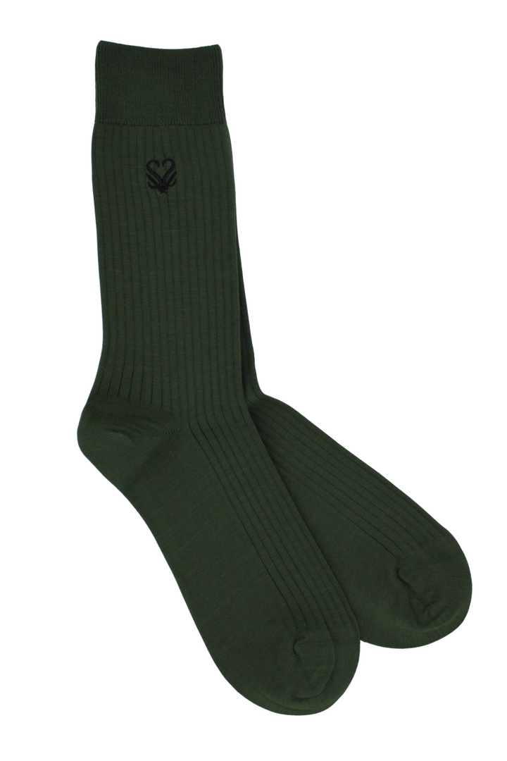 green bamboo dress socks | luxury men’s rib socks | British green socks | premium bamboo hosiery 