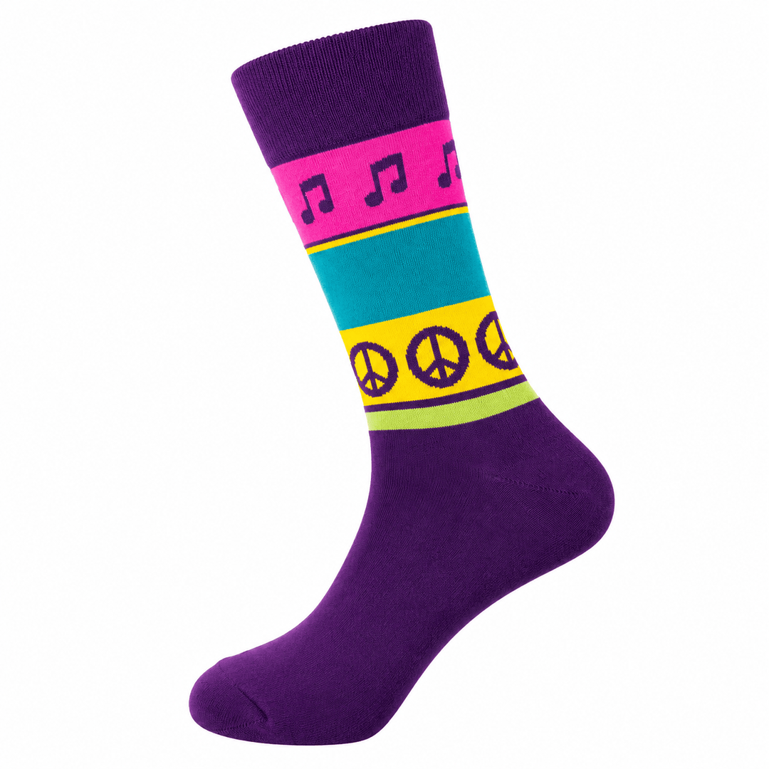 festival socks | music festival socks | men's music socks | peace sign socks | sock geeks
