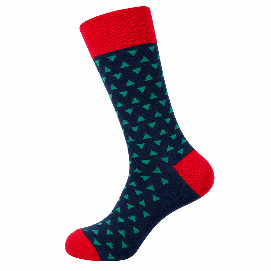 Geometric Rhythm socks | navy geometric socks | triangle pattern socks | men's navy dress socks 