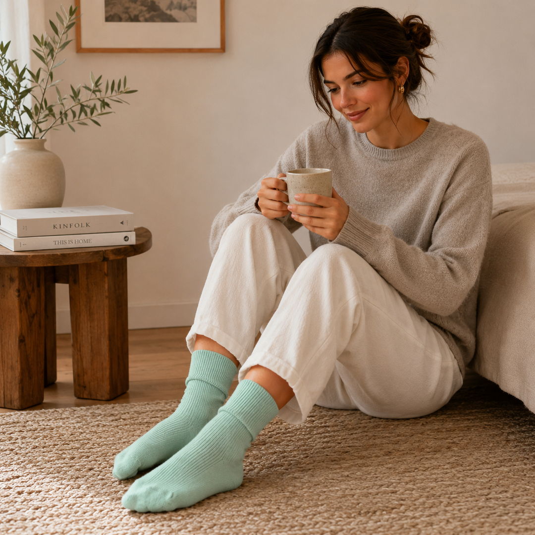 Cashmere Bed Socks | Luxury Cashmere Socks | Mint Green Socks | Women's Cashmere Socks | Soft Lounge Socks