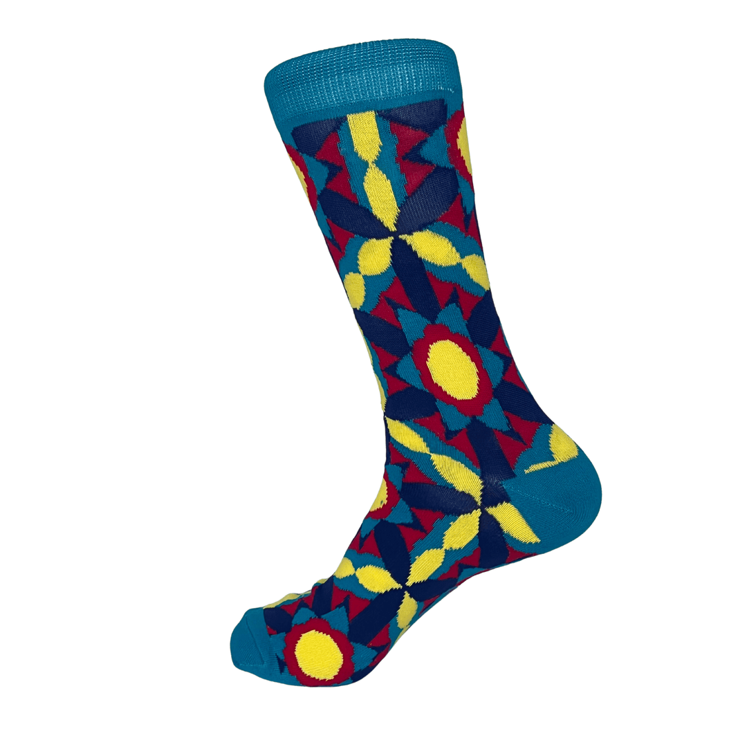 Vibrant patterns | Unique designs | Colorful footwear | Kaleidoscope-inspired socks | Eye-catching styles