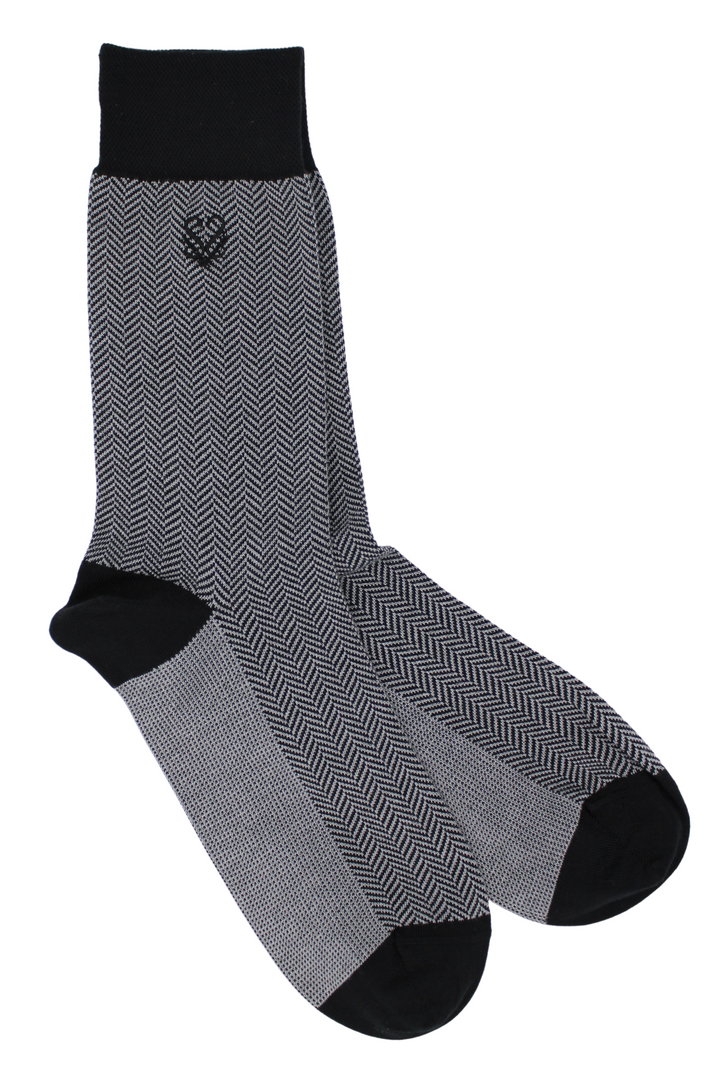 grey herringbone socks | luxury bamboo socks men | storm grey dress socks | sock geeks