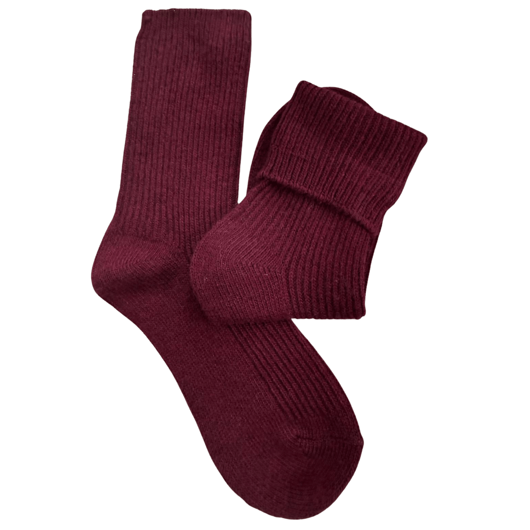 Cashmere Socks UK Maroon