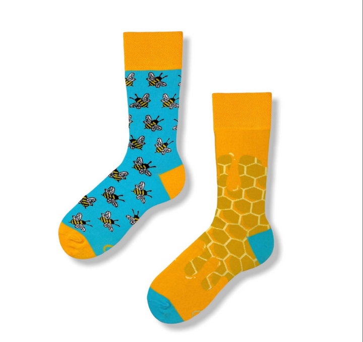 odd socks UK | mismatched socks | bee socks UK | honeycomb socks | novelty socks UK | colourful socks UK | premium cotton socks | quirky socks UK | unique sock gifts | fun socks UK