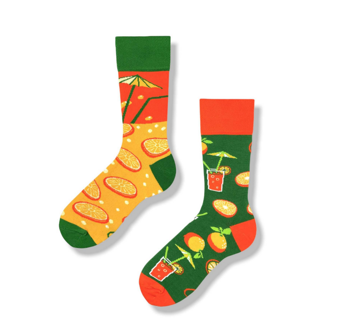odd socks UK | mismatched socks | orange socks UK | citrus socks | novelty socks UK