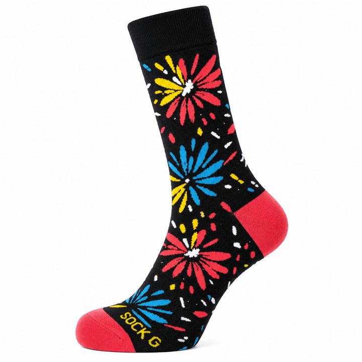 Firework cotton socks | Firework novelty socks | Colourful cotton socks | Firework dress socks