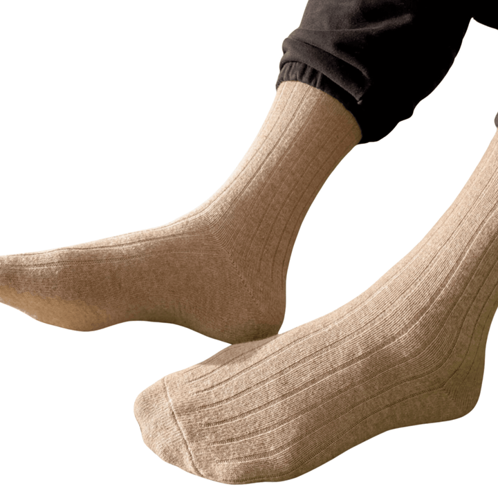 100% beige cashmere socks | luxury beige men’s socks | Sock Geeks