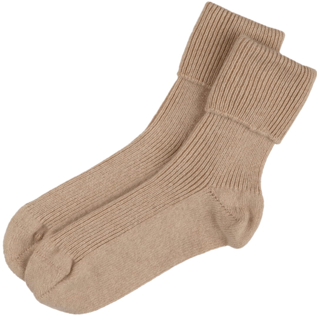 luxury beige cashmere socks | elegant cashmere socks | cashmere bed socks | premium cashmere gift | soft warm socks