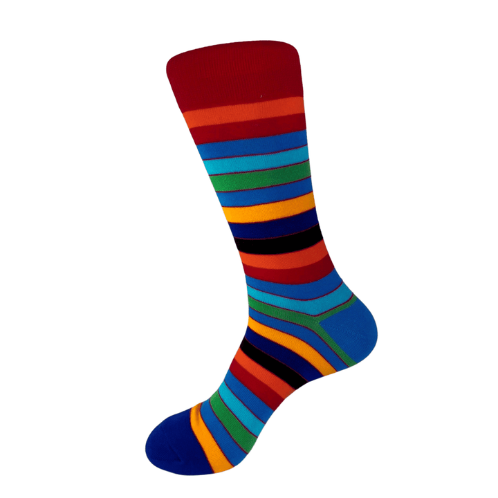 rainbow socks | colourful striped socks | bold cotton socks | bright socks for men | horizontal stripe socks | funky dress socks