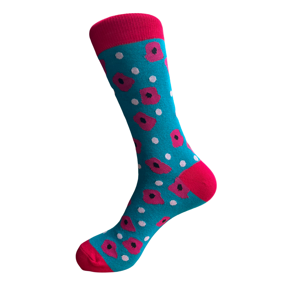 geeky sock gifts | sock subscription UK | sustainable socks UK | fun patterned socks | poppy socks | remembrance socks | ladies heritage socks | teal socks UK | meaningful gift socks