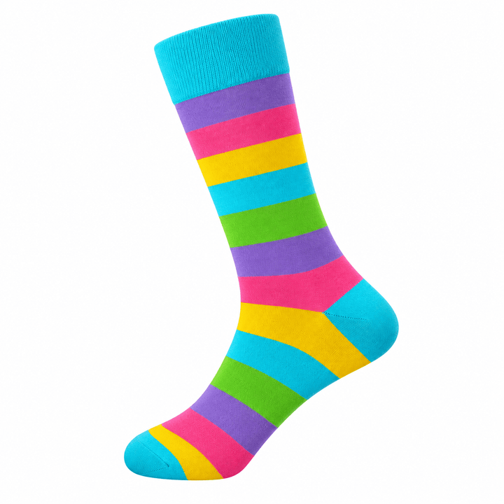 Pastel rainbow cotton socks | Colourful striped socks | Rainbow stripe socks | Cotton novelty socks