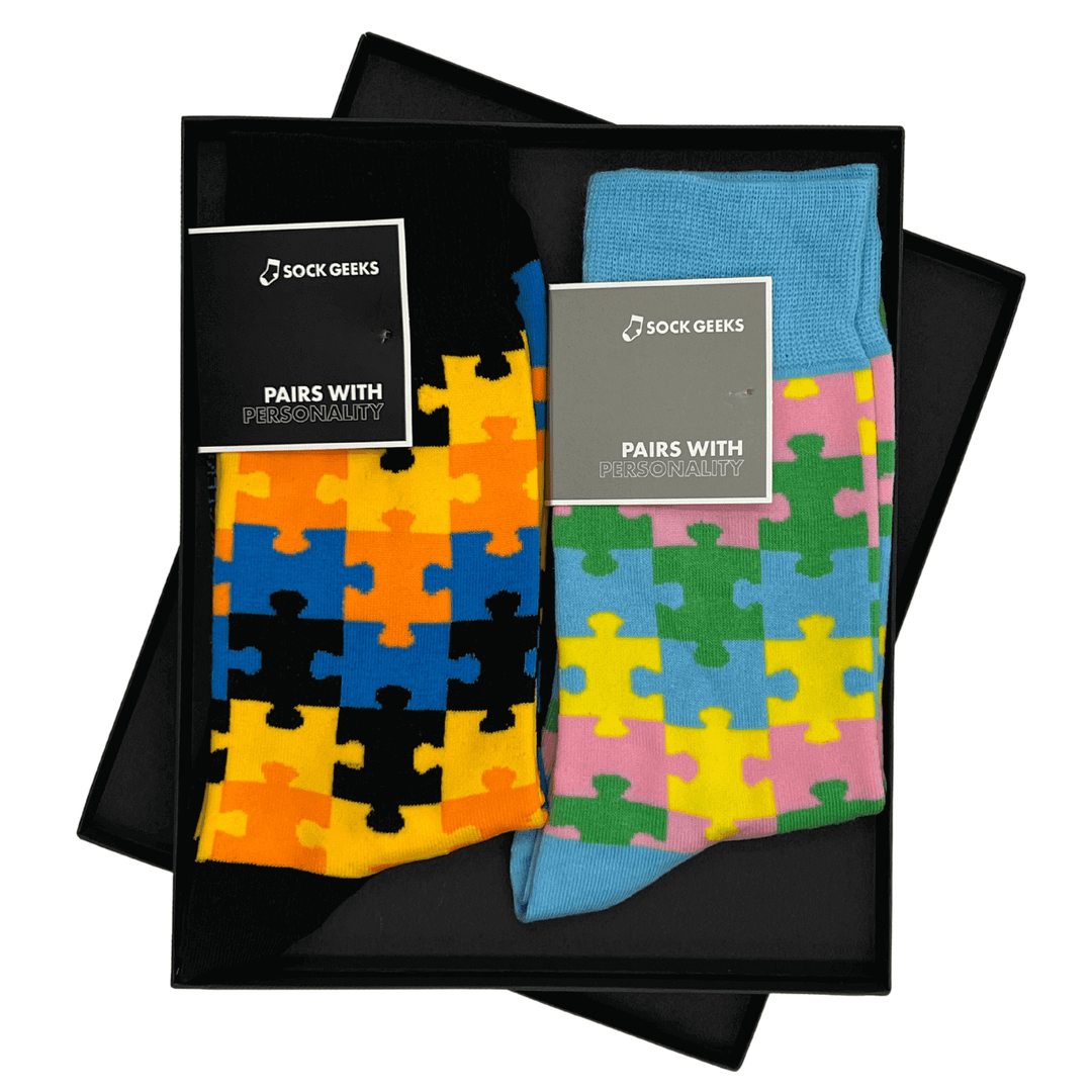 Colorful Socks | Coordinated Fashion | his and hers socks | Puzzle Socks | couples' fashion