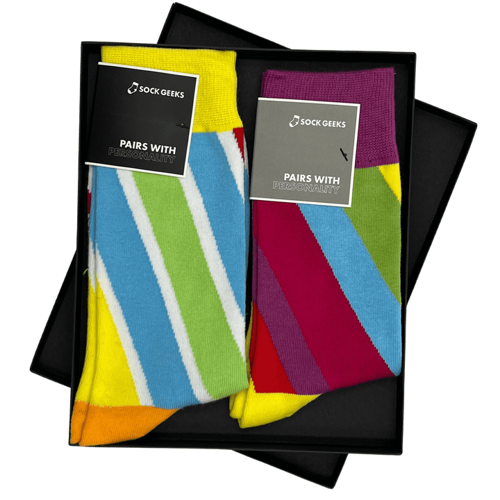Striped Socks | Luxury Gift Box | Summertime Nostalgia | Sweet Stick Of Rock Collection | Vibrant Colors