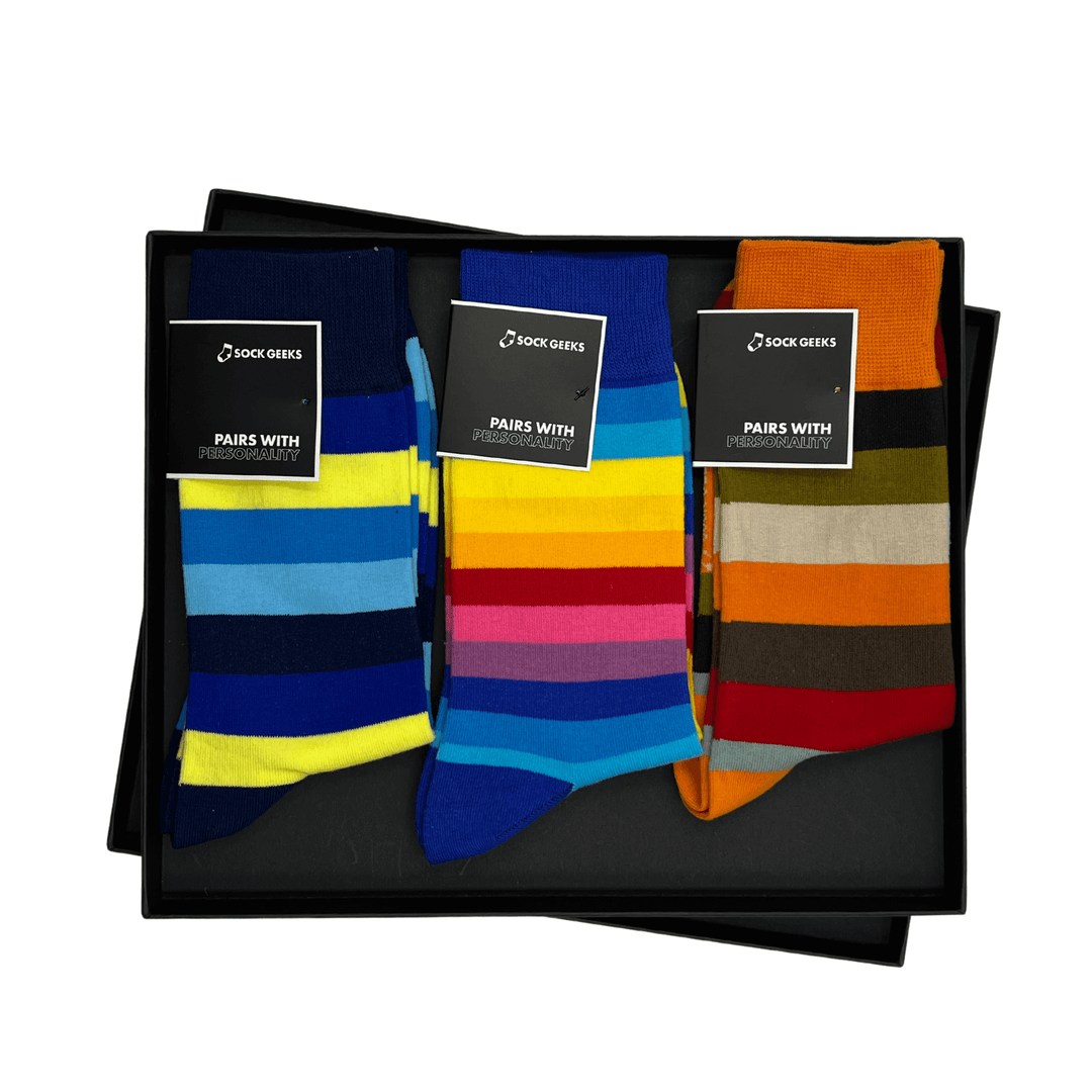 Horizontal Striped Socks for Fashion Enthusiasts | Colorful Striped Socks with Sock Geeks' Style