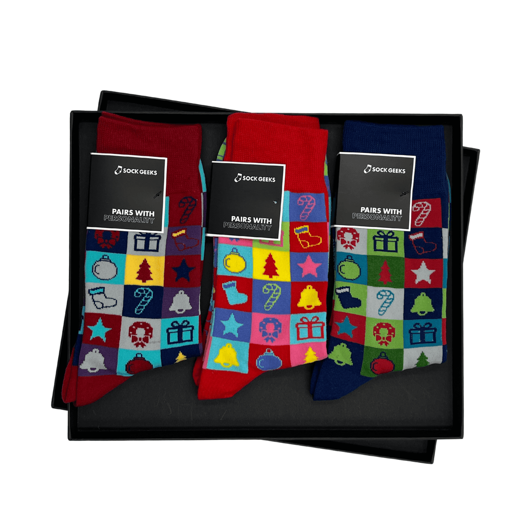 Mens Socks Multipack | 3 Pairs Luxury Sock Gift Box | Christmas Sock Geeks