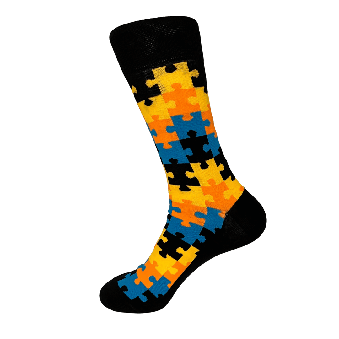 old Challenge Socks | Puzzle Pieces Collection | Vibrant Sock Designs