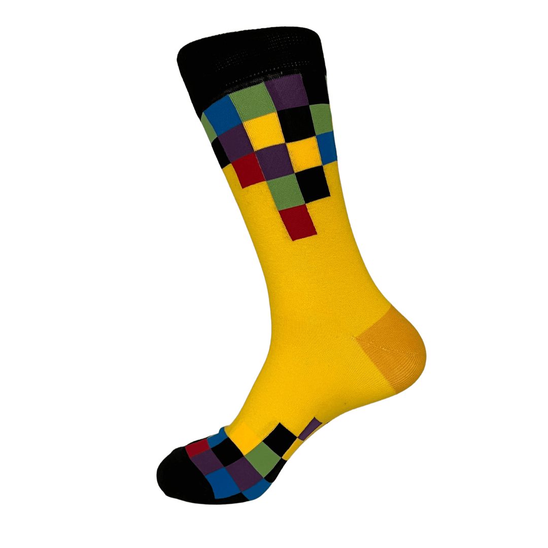 colorful socks | vibrant fashion | television-inspired patterns | eclectic style | dynamic wardrobe