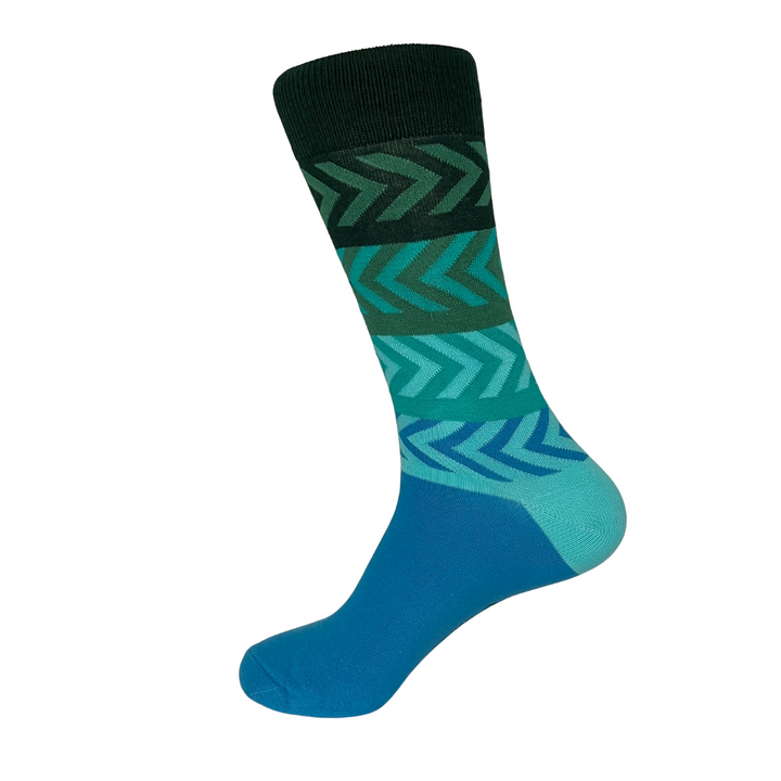Ombre Blue Socks | Azul Green Notes | Stylish Gradient Socks | Versatile Footwear | Colorful Socks | Unique Sock Collection