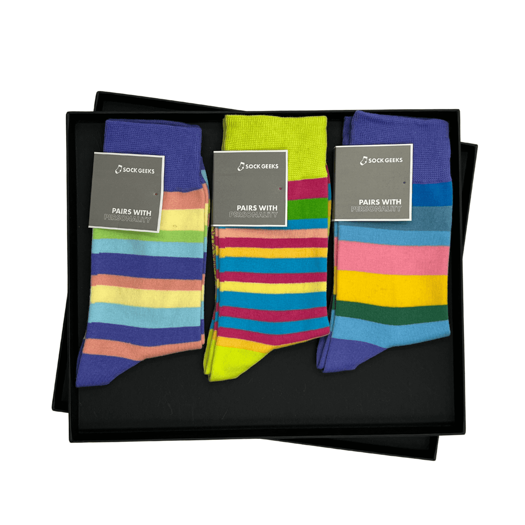 Vibrant Horizontal Stripe Socks | Bright Colors Collection by Sock Geeks