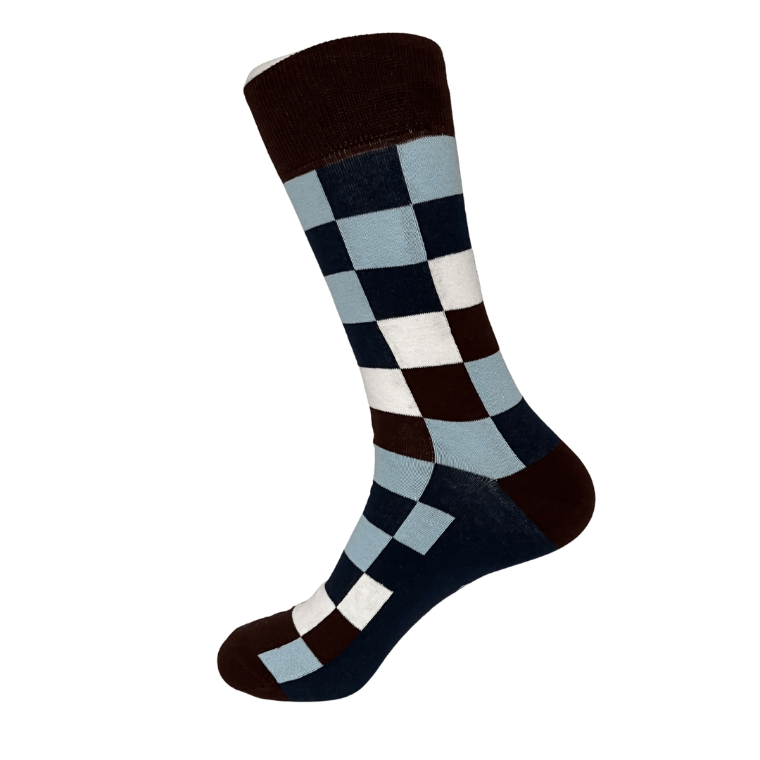 Midnight Toes | Square Collection | Blue Socks | Geometric Design | Elegance in Socks