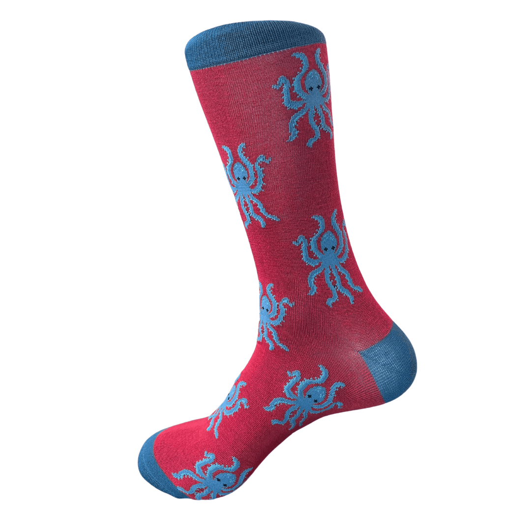 Octopus socks | Burgundy Bamboo Socks | Soctopus socks | Unique design | Novelty Bamboo Socks