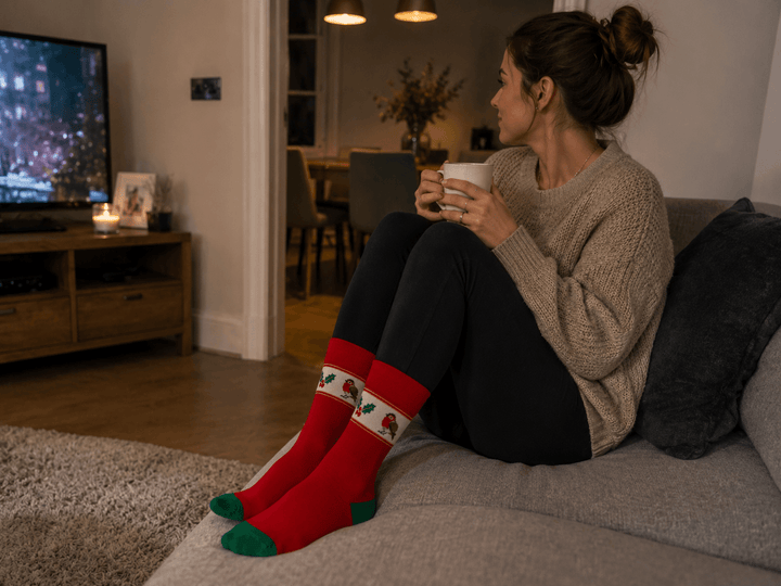  Men's Christmas cotton socks | Ladies Christmas socks | Festive novelty socks | Traditional Christmas socks | British Christmas socks | Red Christmas cotton socks