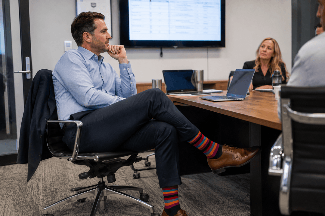business dress socks l men's office socks l vibrant striped socks l Sock Geeks l striped socks